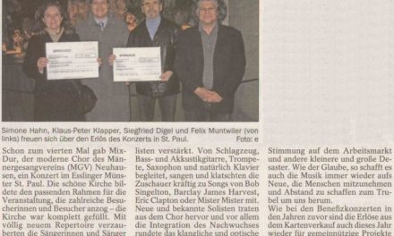 Wunderschönes Benefizkonzert im Münster St. Paul / Esslinger Zeitung vom 16.1.2009