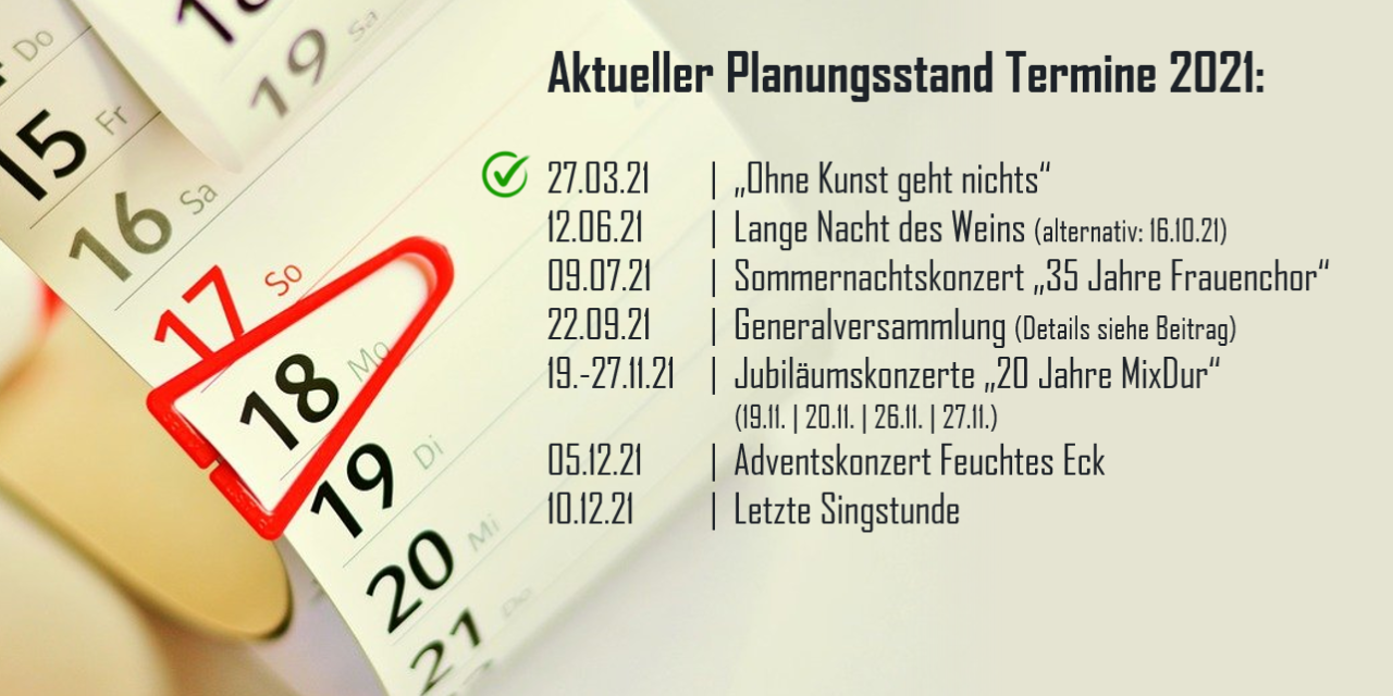 Termine 2021 (Aktualisiert!)