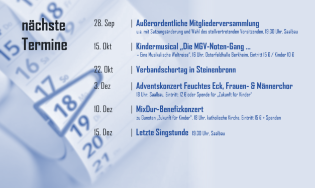 Die nächsten MGV-Highlights 2023