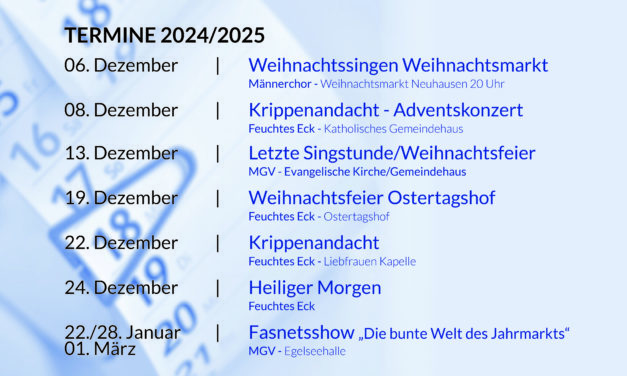 Die MGV Termine 2024/2025